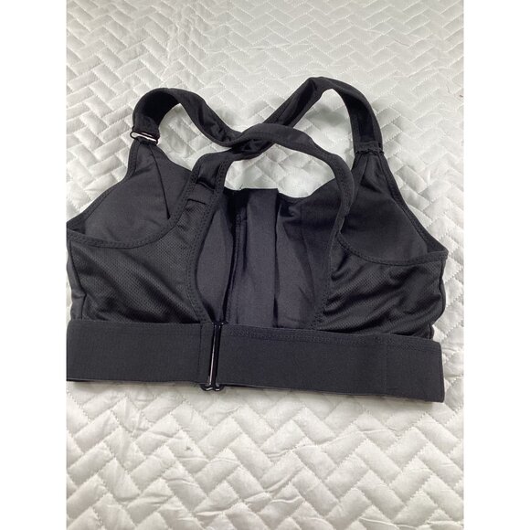 Black Front Closure Sports Bra With Adjustable Straps &Pads Size L Gymwear NWOT - Picture 5 of 8